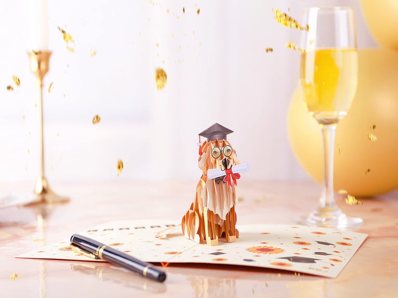 Liif 2025 Graduation Dog 3D Pop Up Graduation Card, Class of 2025, for College, High School, Son, Daughter, PHD, Master - Image 2